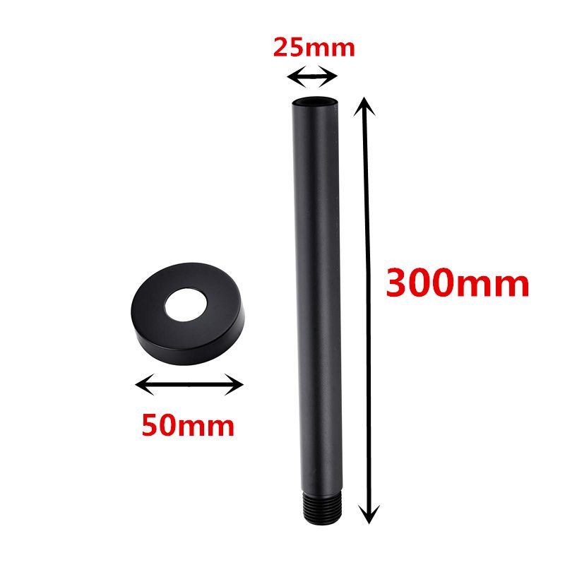 Round Black Ceiling Shower Arm 300mm