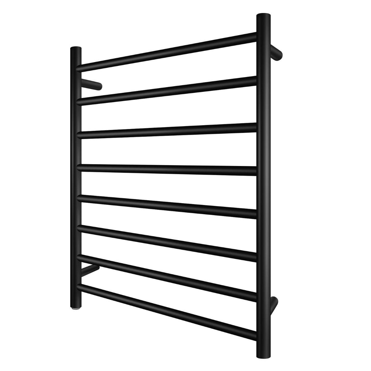 Round Black Electric Heated Towel Rack 8 Bars