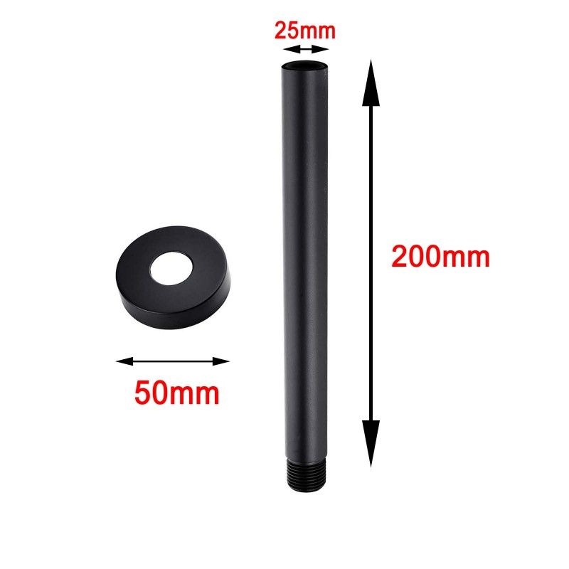 Pentro Matte Black Round Ceiling Shower Arm 200mm