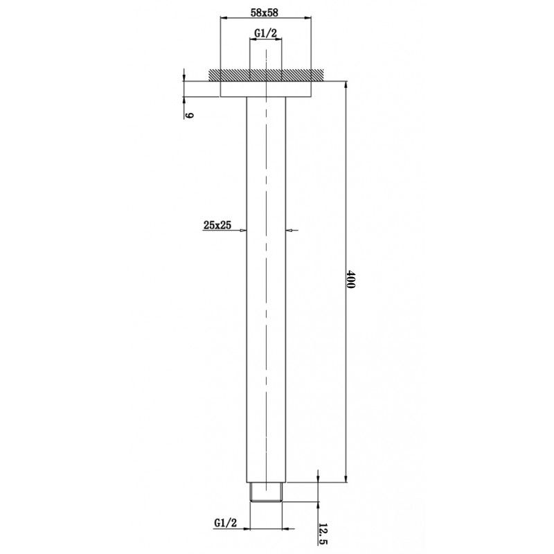 Cavallo 400mm Brushed Yellow Gold Square Ceiling Shower Arm