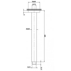 Cavallo 400mmGun Metal Grey Square Ceiling Shower Arm