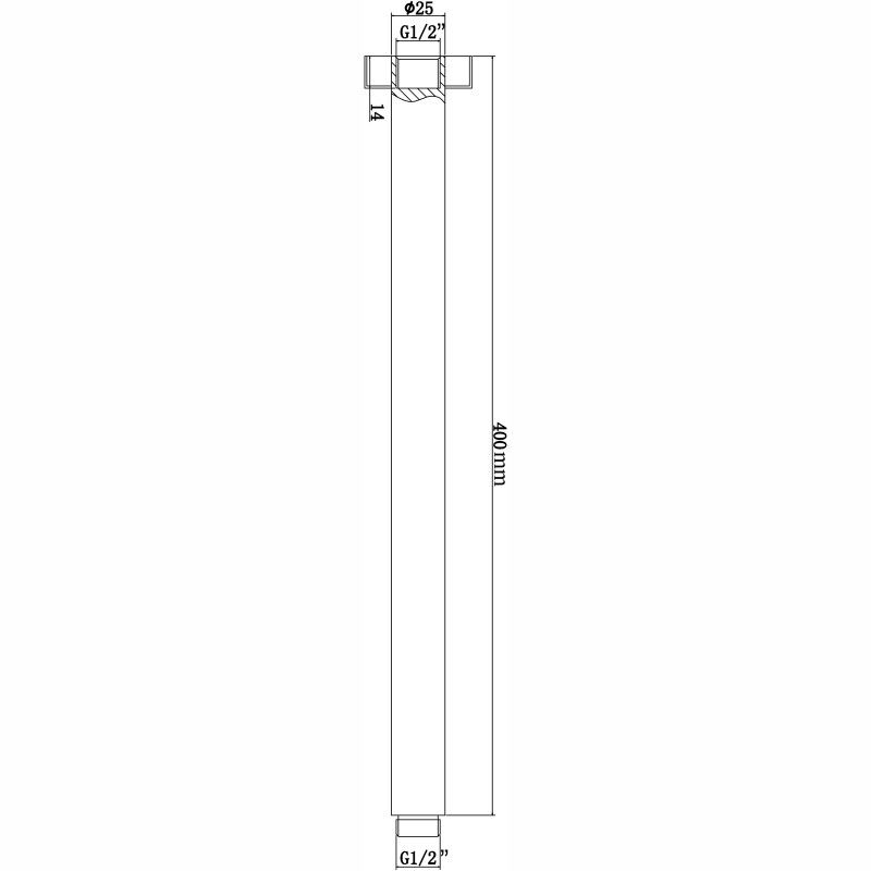 Pentro Matte Black Round Ceiling Shower Arm 400mm