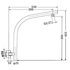 Pentro Gun Metal Grey Wall Mounted Shower Arm