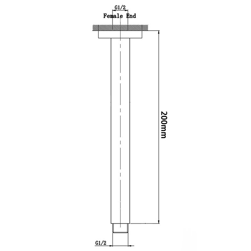 Cavallo 200mm Matte Black Square Ceiling Shower Arm