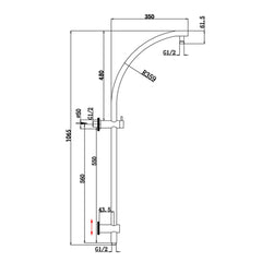 Round Black Top Inlet Shower Rail