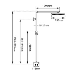 10" Square Chrome Shower Station Top/Bottom Inlet