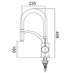 Brass Pull Down Rubber Spout Kitchen Mixer