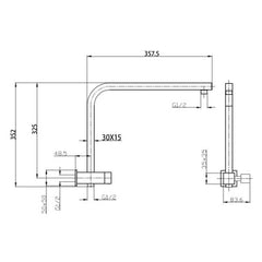 Square Matte Black Half Shower Station without Shower Head and Handheld Shower