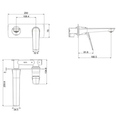 AU Chrome Bathtub/Basin Wall Mixer With Spout