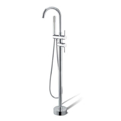 Pentro Round Chrome Freestanding Bath Mixer With Hand held Shower