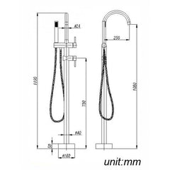 Pentro Round Chrome Freestanding Bath Mixer With Hand held Shower