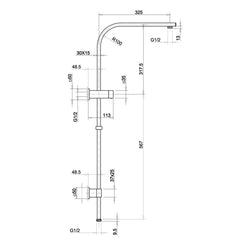 Esperia 250mm Gun Metal Grey Square Shower Station