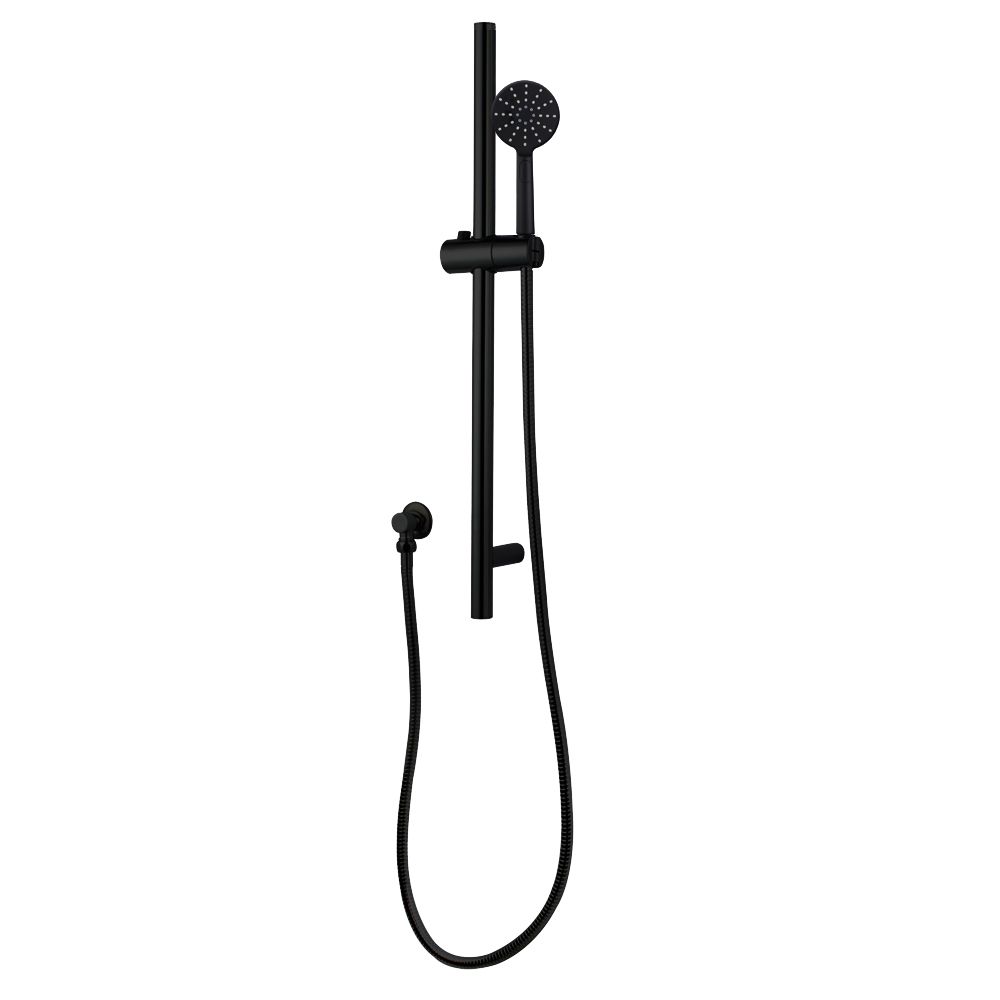 Pentro Matte Black Round Handheld Shower Rail Set