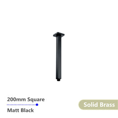 Square Black Ceiling Shower Arm 200mm