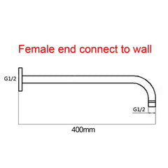 Round Black Stainless Steel Wall Mounted Shower Arm 400mm