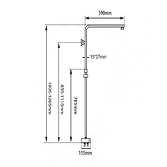 Square Chrome Shower Station without Shower Head and Handheld Shower