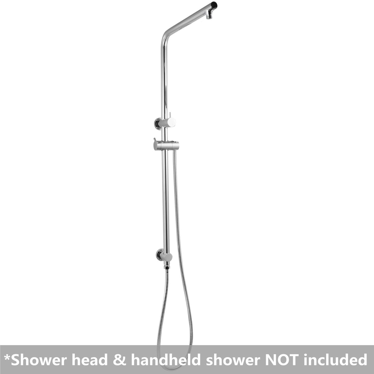 Right Angle Round Chrome Top Inlet Shower Rail