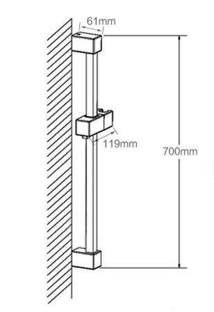 Square Brushed Nickel Hand Shower Rail without Handheld Shower