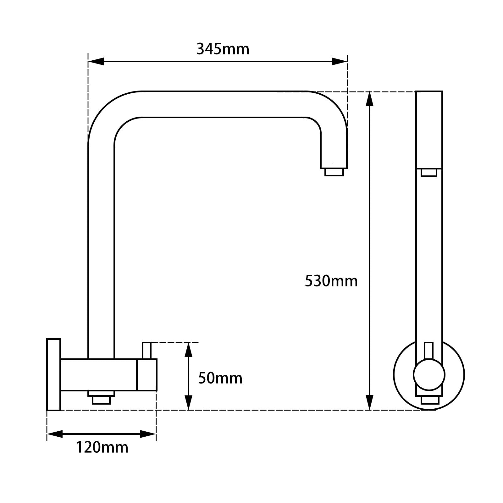 530mm Height Round Chrome Top Water Inlet Shower Rail