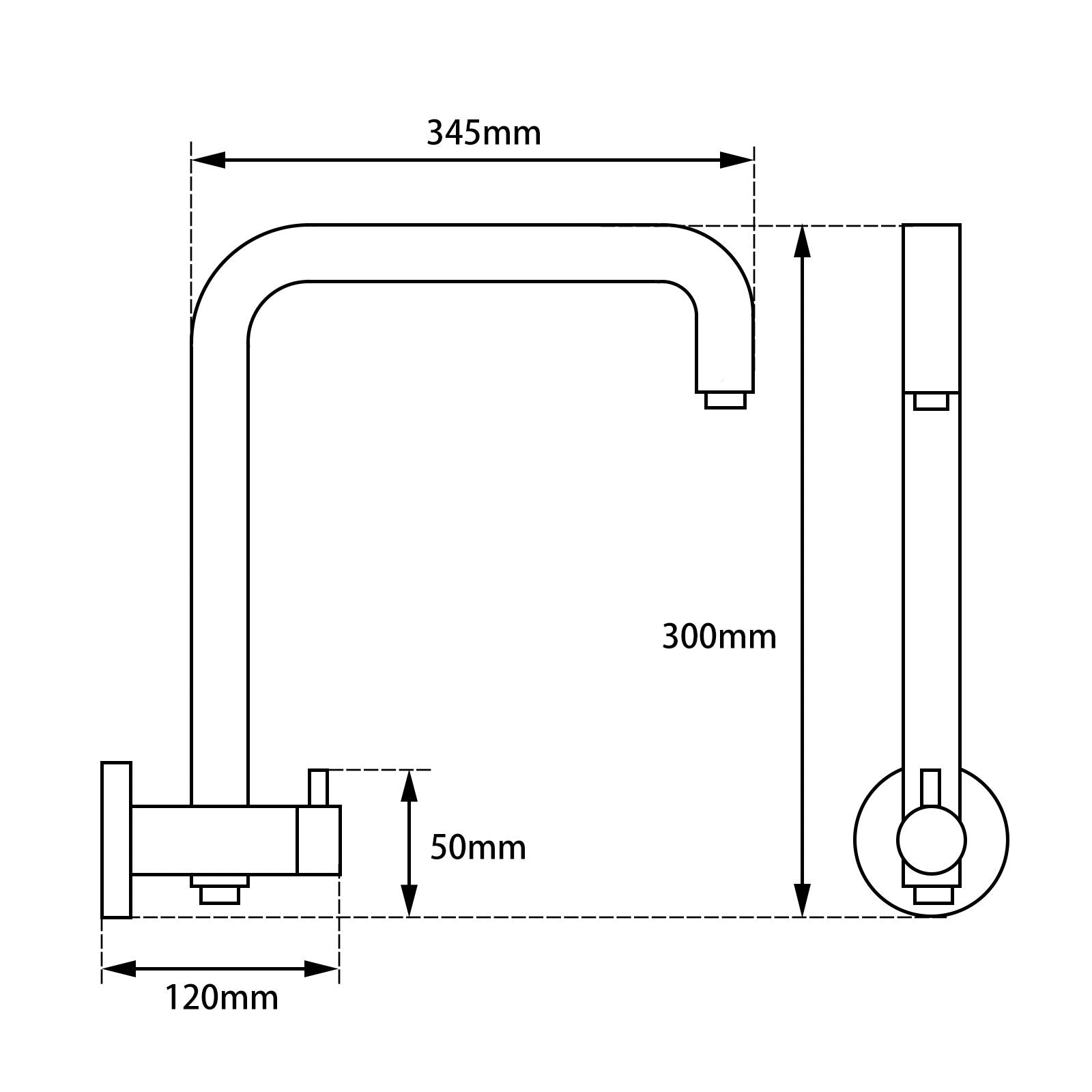 Round Black Top Water Inlet Shower Rail