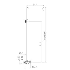 Round Matte Black Shower Rail Top/Bottom Inlet