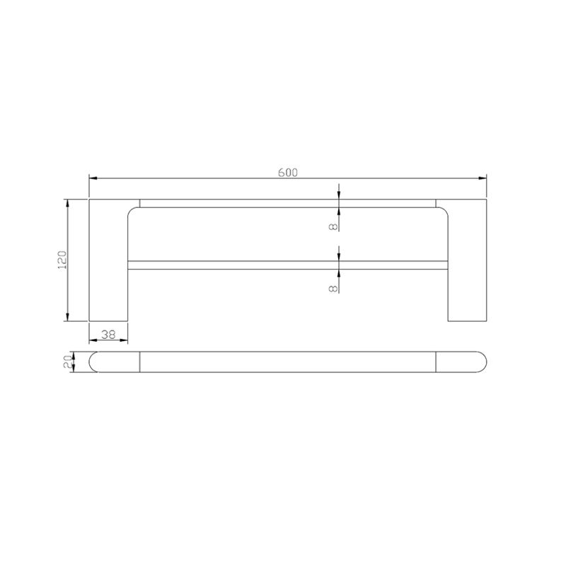 AU Series Brushed Yellow Gold Double Towel Rail 600mm