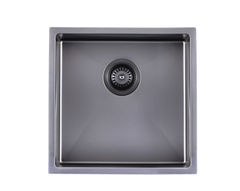 440x440x205mm Gun Metal Grey Stainless Steel Handmade Single Bowl Sink for Flush Mount and Undermount