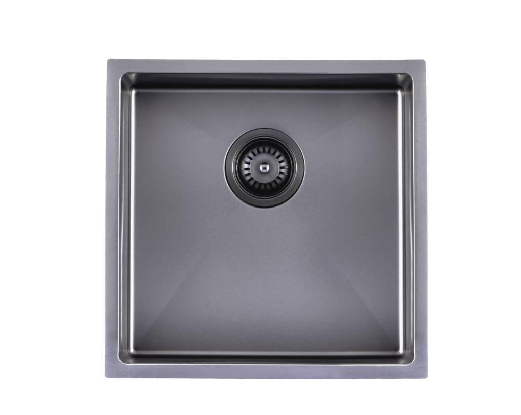 Satin - Gun Metal Grey 440x440x205mm Satin Stainless Steel Handmade Single Bowl Sink for Flush Mount and Undermount