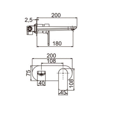 Norico Persano Chrome Bathtub/Basin Wall Mixer With Spout Wall Mounted