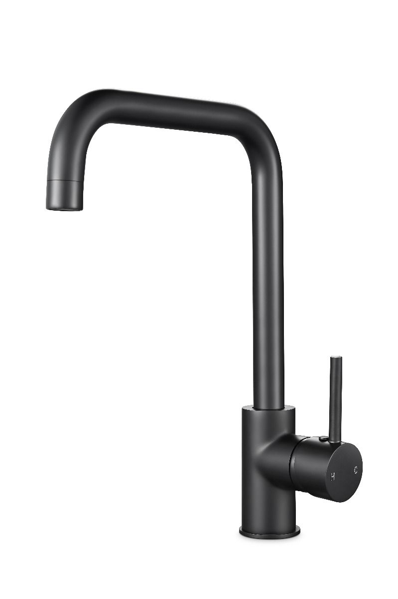 Electroplated Brass Matte Black Swivel Spout Kitchen Mixer Tap