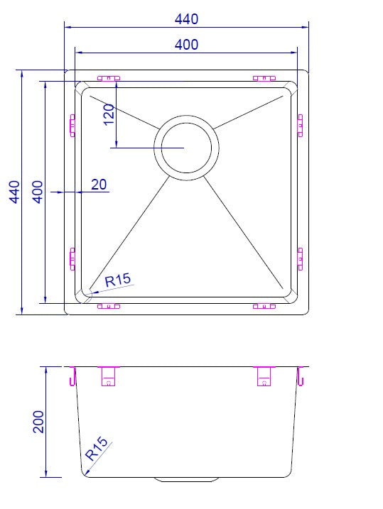 Brushed Gold Sink 440*440*200mm