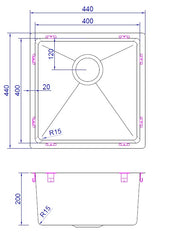 Brushed Gold Sink 440*440*200mm